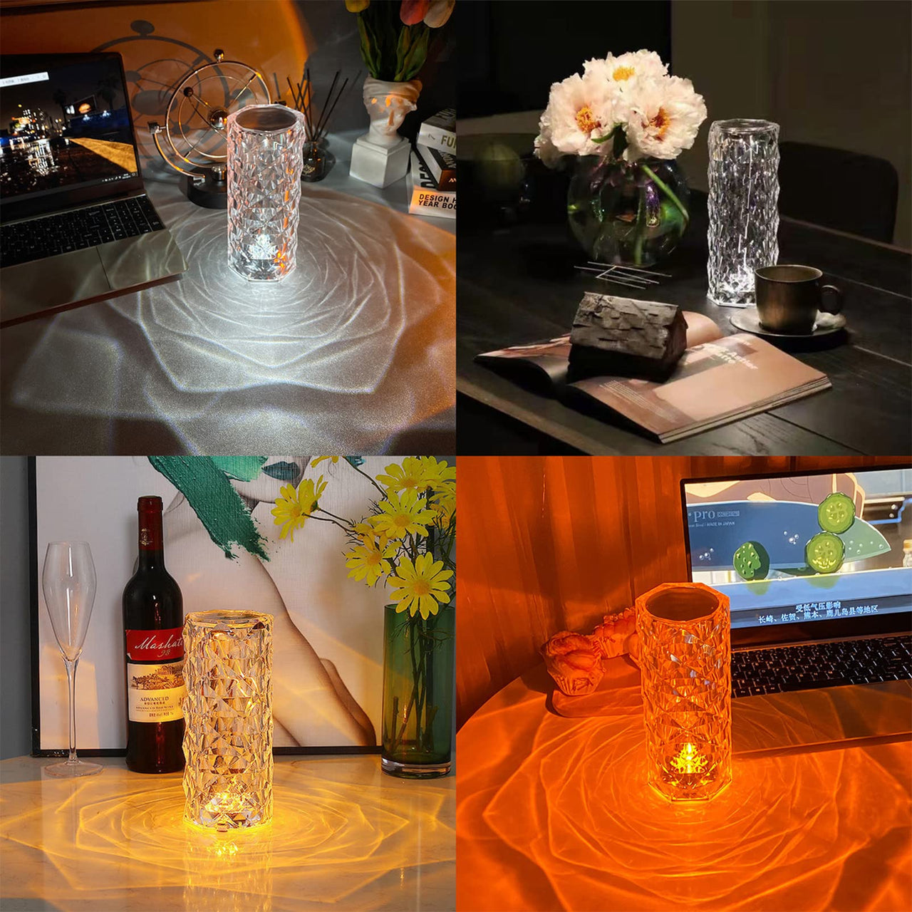 16 Colors Diamond Rose Crystal Lamp