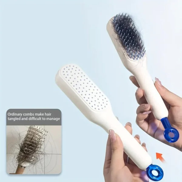 Self Cleaning Hair Brush One Click Cleaning Telescopic Hair Comb