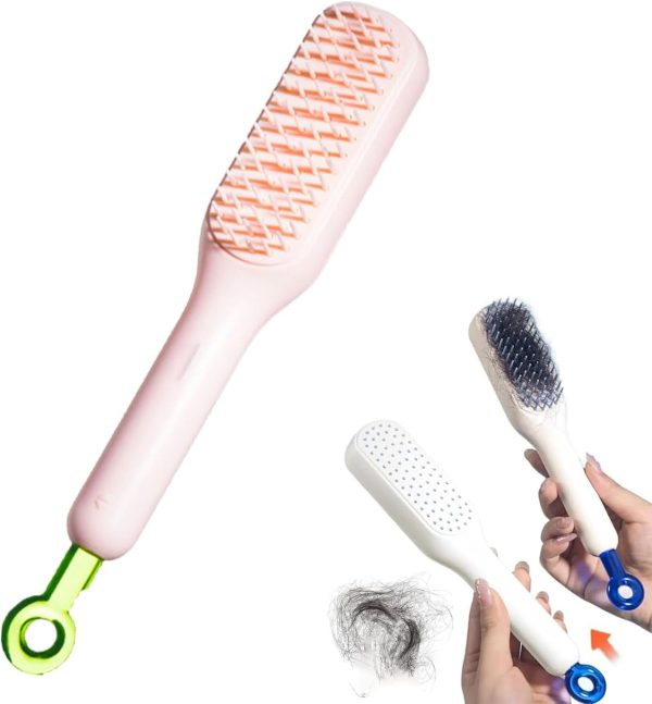 Self Cleaning Hair Brush One Click Cleaning Telescopic Hair Comb